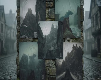 Horseback POV Medieval Winter Castle Dragons Posters - Grimwither Keep