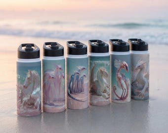 Pink Fantasy Tropical Dragons and Creature Water Bottles - Glittershort Isle