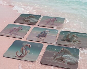 Pink Fantasy Tropical Dragons and Creature Mouse Pads - Glittershort Isle