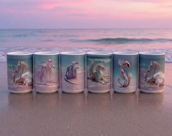 Pink Fantasy Tropical Dragons and Creature Mugs - Glittershort Isle
