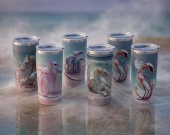 Pink Fantasy Tropical Dragons and Creature Tumblers - Glittershort Isle