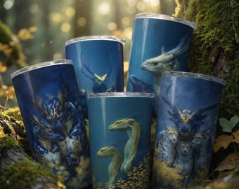 Magische blauwgele beker fantasiebos wezens - Lanebreath Forest