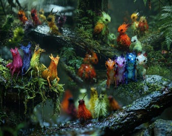 Cute Tropical Rainbow Colored Jungle Creatures Posters - Chromalum