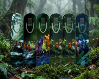 Cute Tropical Rainbow Colored Jungle Creatures Bookmarks - Chromalum