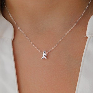 Cursive Initial Necklace: Sterling Silver or Gold, Personalized Letter