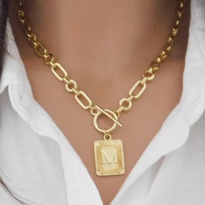 Custom Initial Toggle Necklace in 18k Gold Fill, Personalized Jewelry, Letter Necklace, Layering Necklace, Gifts for Women