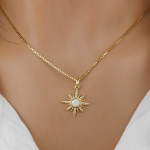 Opal Star Necklace for Women, Dainty North Star Necklace, Celestial Opal Jewelry, Gemstone Necklace, October Birthday Gift, image 4