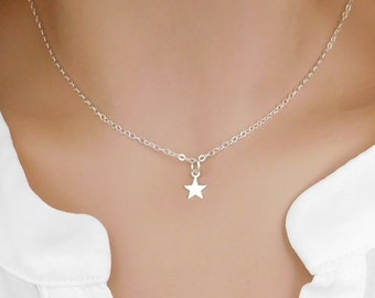 Tiny Star Necklace, Star Charm Necklace, Minimalist Jewelry, Star Choker, Silver Necklace, Gold Filled Star Necklace, Layering Necklace