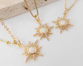 Opal Star Necklace, Gold Filled North Star Jewelry, Dainty Celestial Layering Necklace, October Birthstone Gift