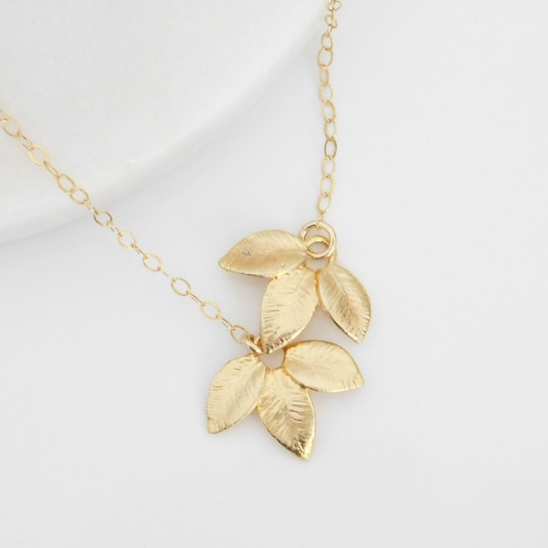 Silver Leaf Necklace, Gold Leaves Everyday Necklace, Wedding Jewelry, Simple Wedding Necklace, Bridesmaid Gift