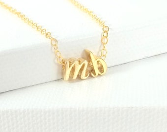 Cursive Initial Necklace, Gold Lower Case Letter Necklace, Personalized Initial Jewelry, Monogram Charm Chain, Custom Bridesmaid Gift