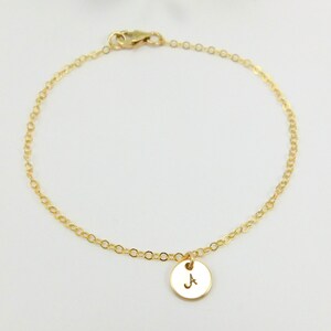 Tiny dainty initial letter bracelet for women perfect bridesmaid gift available in gold and silver