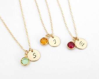 Initial birthstone necklace personalized with swarovski birthstone crystal amazing gift for mother