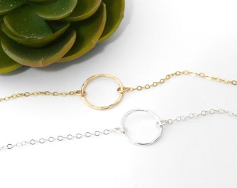Dainty Gold Circle Necklace, Karma Pendant, Open Circle Jewelry, Eternity Necklace, Hoop Necklace, Large Circle Pendant, Mother's Day Gift