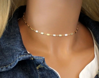 Dainty Gold Chain Choker, Silver Choker Necklace, Women Stackable Necklace, Tiny Short Necklace, Minimalist Jewelry, Women Gift for Her