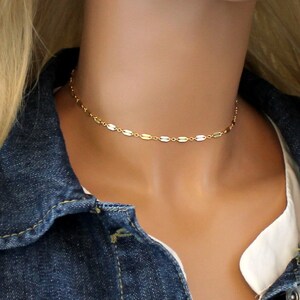 Dainty 14k Gold Filled Choker: Shimmery Stackable Necklace