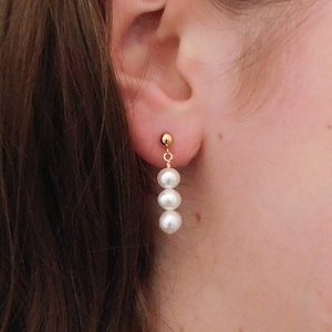 Freshwater Pearl Earrings, Wedding Jewelry, Gold or Silver Pearl Dangle Earrings, Elegant Pearl Stud Earrings, Gift for Bridesmaids, image 1