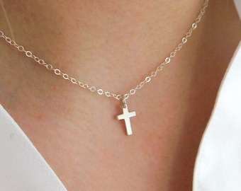 Cross Necklace For Women, Silver Cross Necklace, Simple Jewelry, Baptism Gifts For Women, Dainty Jewellery, Minimalist Necklace, Christening