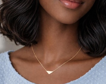 Sterling Silver Triangle Necklace, Minimalist Gold Filled Geometric Pendant