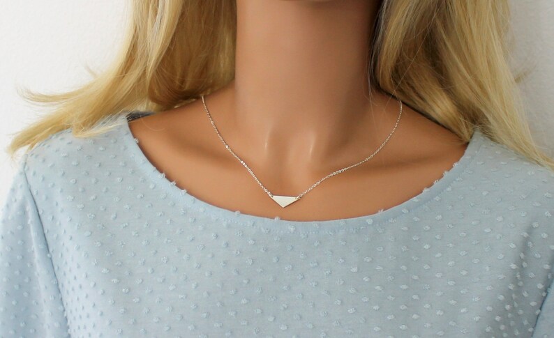 Dainty Little Gold Triangle Minimalist Necklace Gold Triangle Necklace Everyday Sister Necklace Gift for women Silver Geometric Necklace