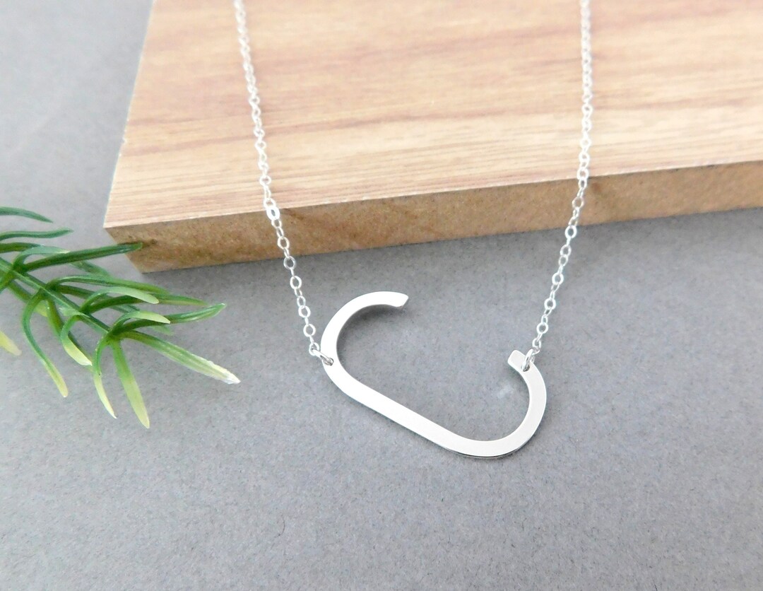 Large Letter C Necklace Women Initial Necklace Gold Plated Etsy