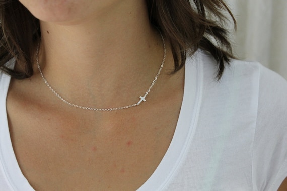 Women's side cross necklace deals