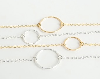 Sterling Silver Open Circle Necklace: Dainty Karma Choker
