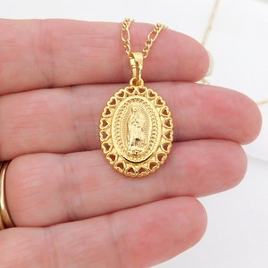 Virgin Mary Necklace, Lady of Guadalupe Necklace, Gold Filled Miraculous Medal, Catholic Necklace, Religious Jewelry image 7