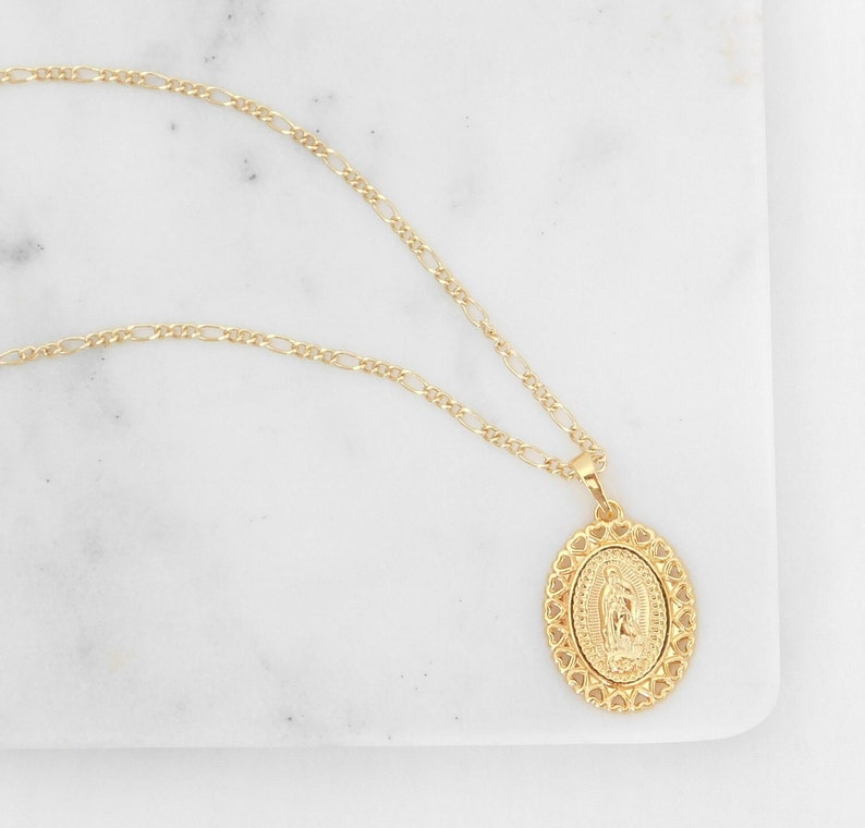 Virgin Mary Necklace, Lady of Guadalupe Necklace, Gold Filled Miraculous Medal, Catholic Necklace, Religious Jewelry image 6