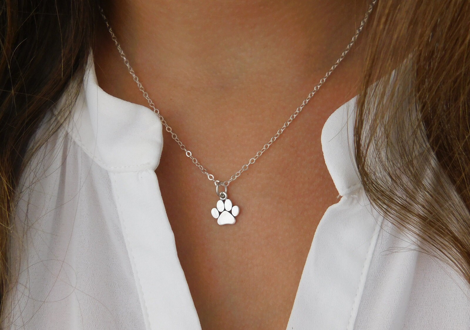 Sterling Silver Dog Paw Print Necklace: Personalized Initial Charm - Etsy