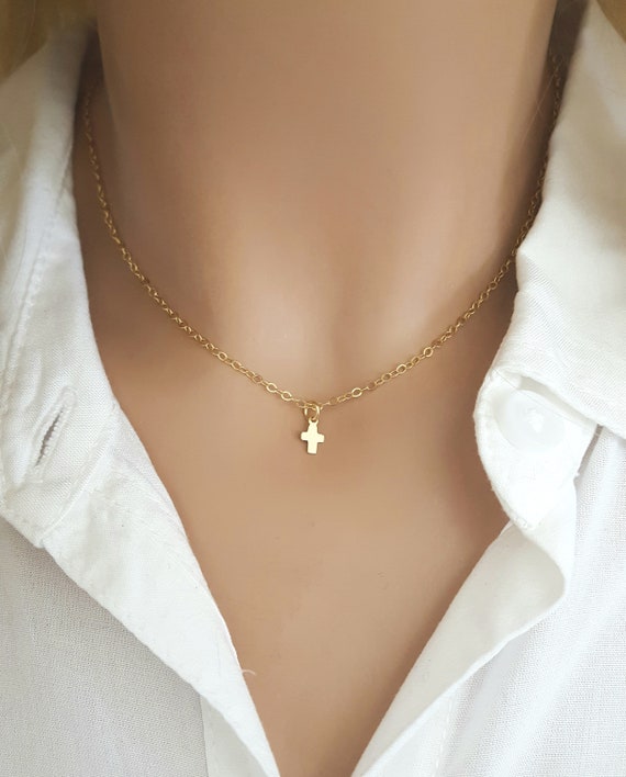 Buy Mens Necklace, 18K Gold Cross Pendant Men, Thick Gold Chain Cross  Necklace Mens Jewelry, Crucifix Choker Chain Pendant by Twistedpendant  Online in India - Etsy