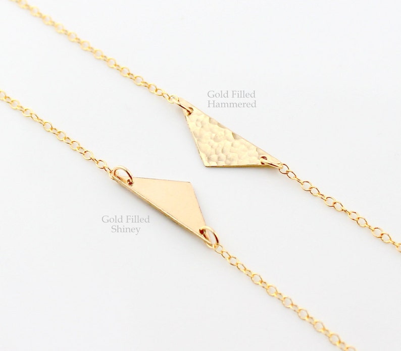 Dainty Little Gold Triangle Minimalist Necklace Gold Triangle Necklace Everyday Sister Necklace Gift for women Silver Geometric Necklace