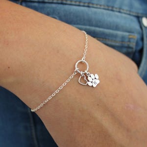 Sterling Silver Paw Print Bracelet: Personalized Pet Memorial Jewelry