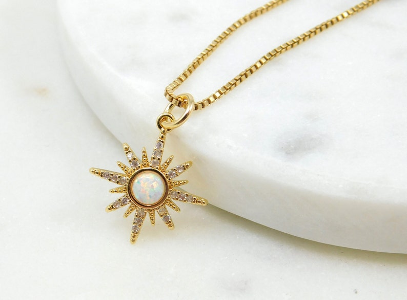 Opal Star Necklace for Women, Dainty North Star Necklace, Celestial Opal Jewelry, Gemstone Necklace, October Birthday Gift, image 5