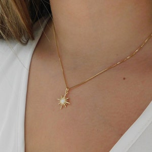 Opal Star Necklace for Women, Dainty North Star Necklace, Celestial Opal Jewelry, Gemstone Necklace, October Birthday Gift, image 7