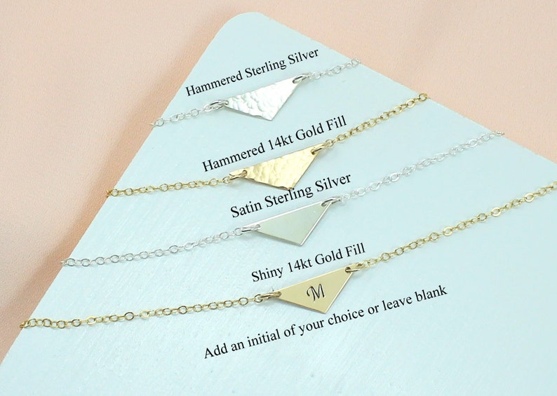 Dainty Little Gold Triangle Minimalist Necklace Gold Triangle Necklace Everyday Sister Necklace Gift for women Silver Geometric Necklace