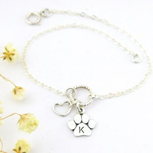 Sterling Silver Paw Print Bracelet: Personalized Pet Memorial Jewelry ...