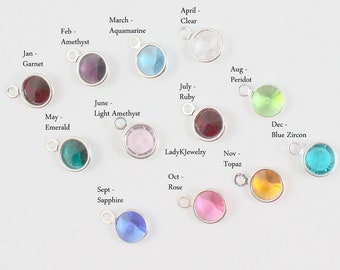 Swarovski Crystal Birthstone Add-on, Add to Birthstone Necklace, Bracelet Charms, Personalized Jewelry