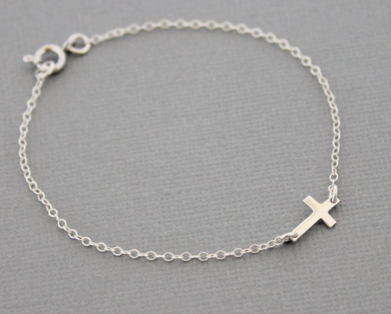 Cross Bracelet Women Sideways Cross Bracelet Silver Cross Etsy