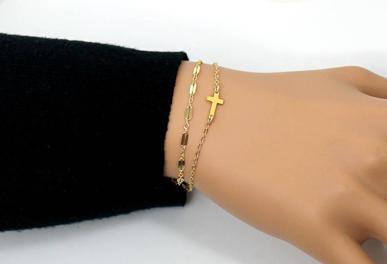 Cross Bracelet Women Sideways Cross Bracelet Silver Cross Etsy