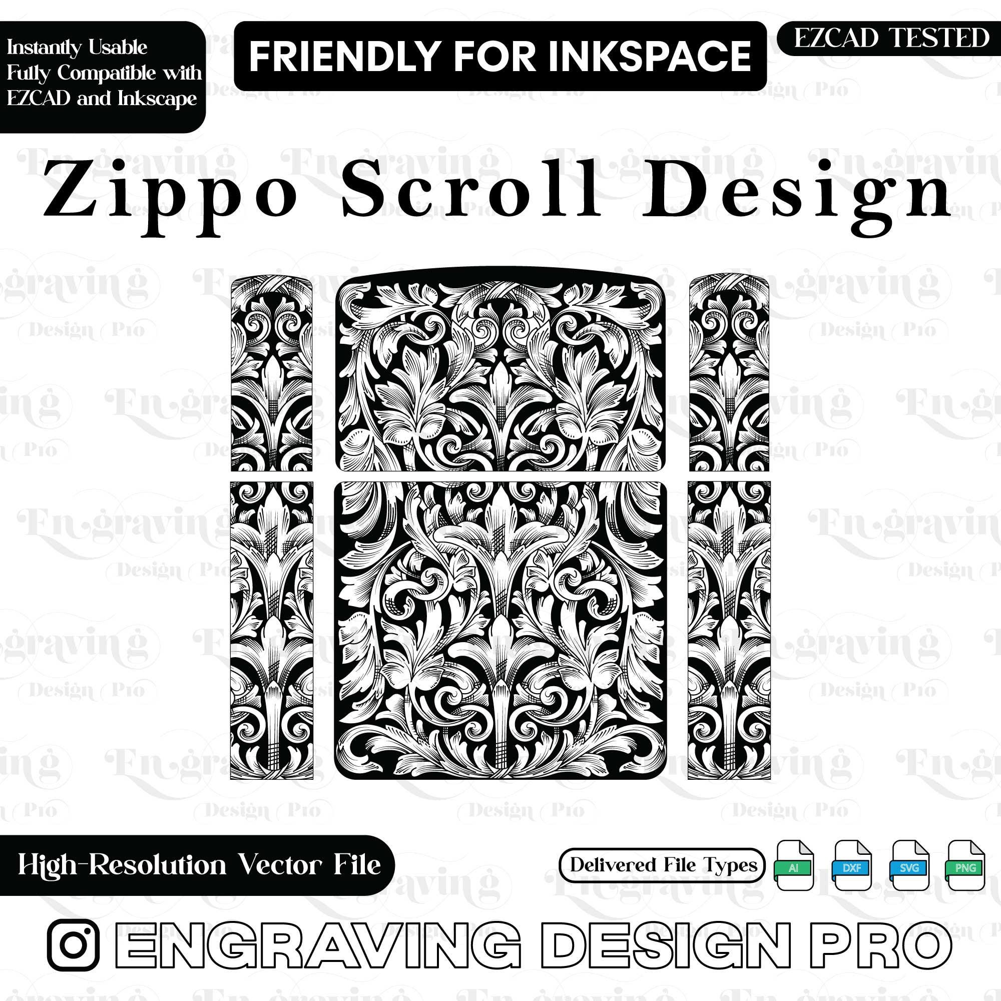 Zippo Lighter Scroll Engraving Design | Laser Engraving Vector
