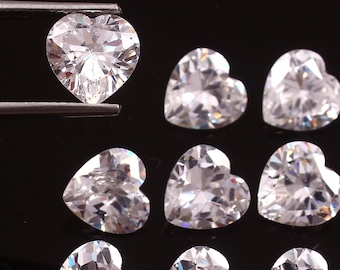 Heart-Shaped Cubic Zirconia: White CZ Gemstone, Jewelry Making (3mm-8mm, 100 Pcs