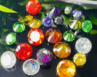 Lot de gros : Zircone cubique ronde de couleurs mélangées - Qualité 5A