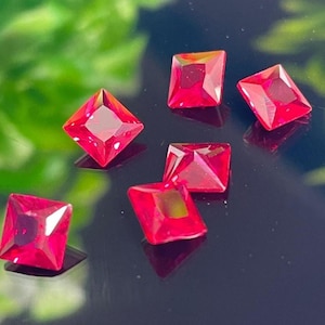 Red Cubic Zirconia Square Gemstone: Loose CZ Stone (2mm-10mm) Bulk Lot