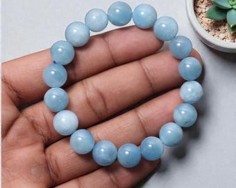 Natürliches Aquamarin Armband: Unisex Heilstein, Meditationsschmuck