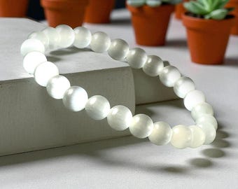 Selenite Crystal Bracelet: Healing Stone, Unisex Design