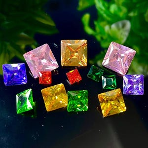 Wholesale Lot: Mixed Color Square Cubic Zirconia Gemstones