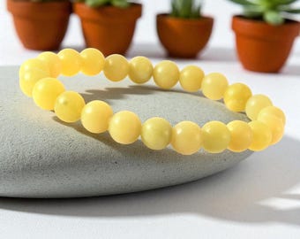 Yellow Jade Bracelet: Handmade Healing Crystal, Unisex Protection Stone