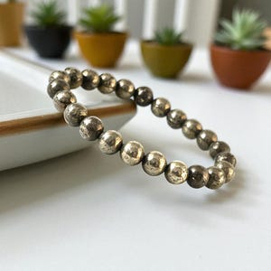 Raw Pyrite Bracelet: Grounding Crystal Healing Jewelry