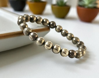 Raw Pyrite Bracelet: Grounding Crystal Healing Jewelry